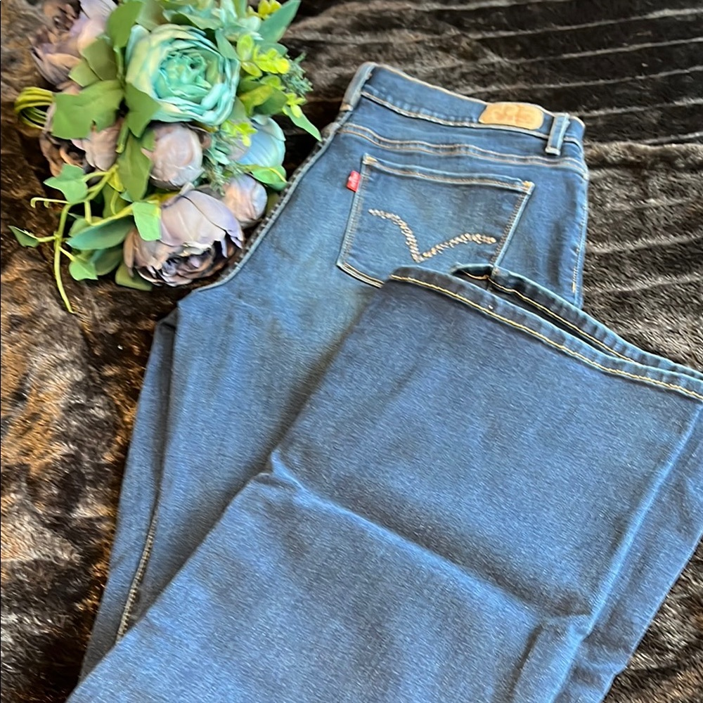 Levi's Blue Flare Wide Leg Jeans Classic Denim